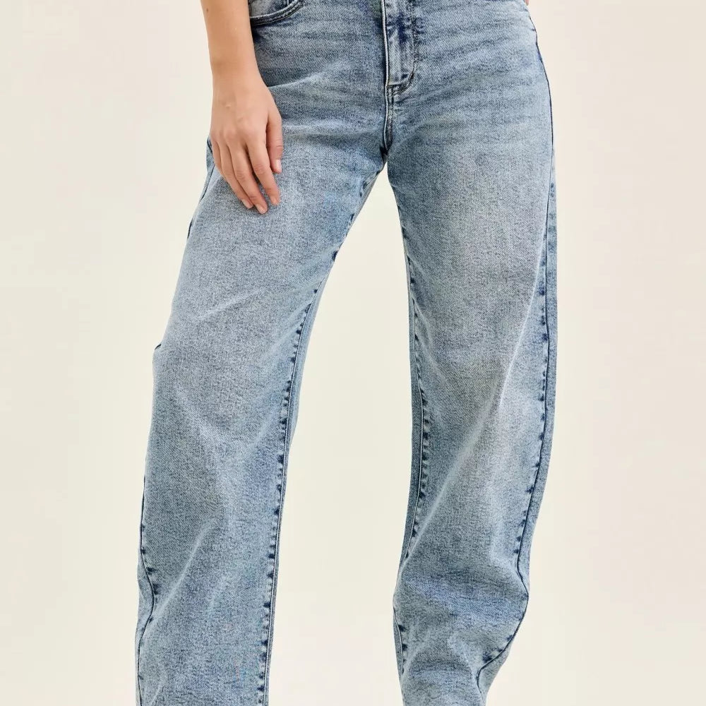 JUDY BLUE Full Size High Waist Marlow Arc Leg Jeans with Double Waistband Plus Size on Simply Obsessed