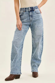 JUDY BLUE Full Size High Waist Marlow Arc Leg Jeans with Double Waistband Plus Size on Simply Obsessed