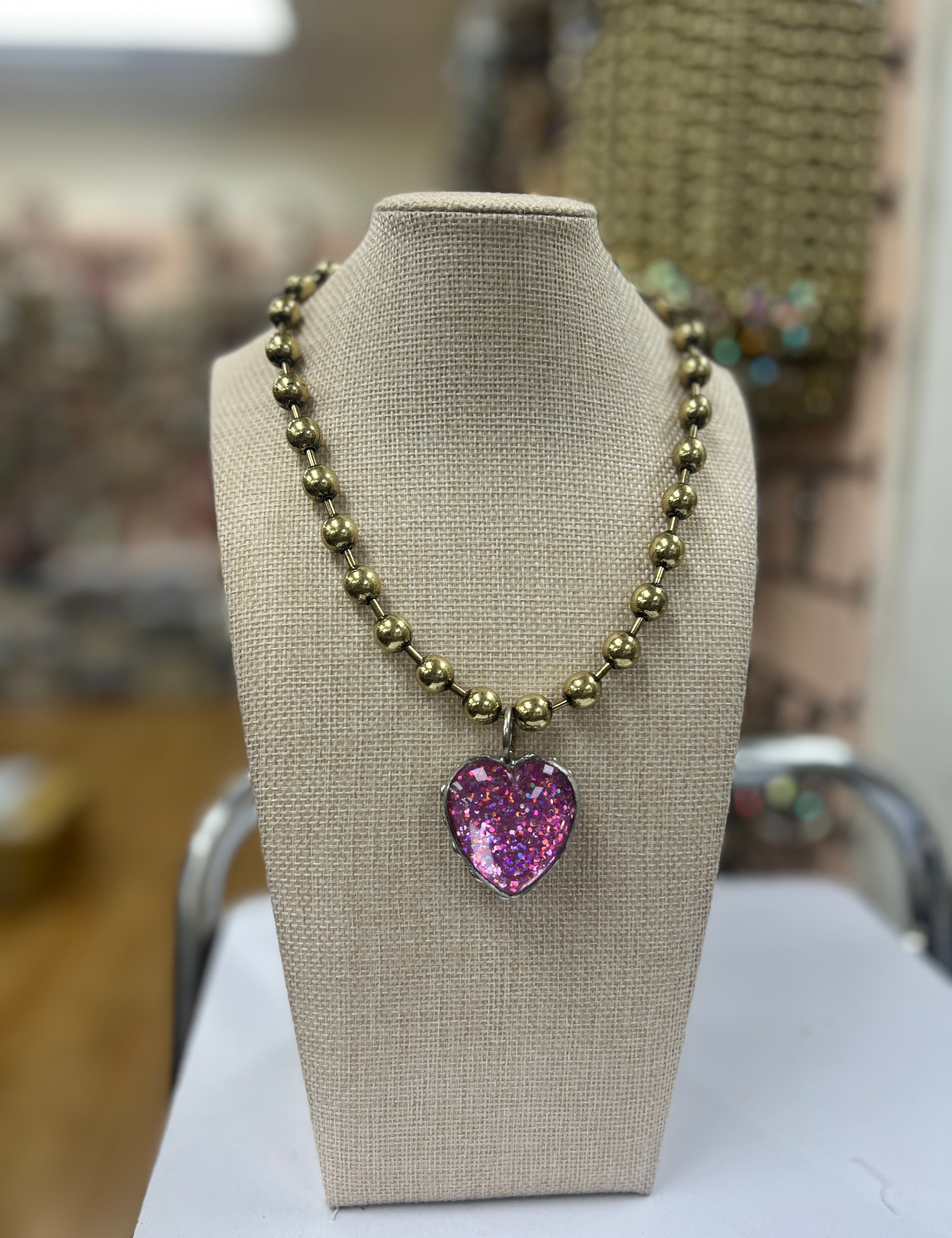 ATG Sparkle Pink Heart Necklace on Simply Obsessed