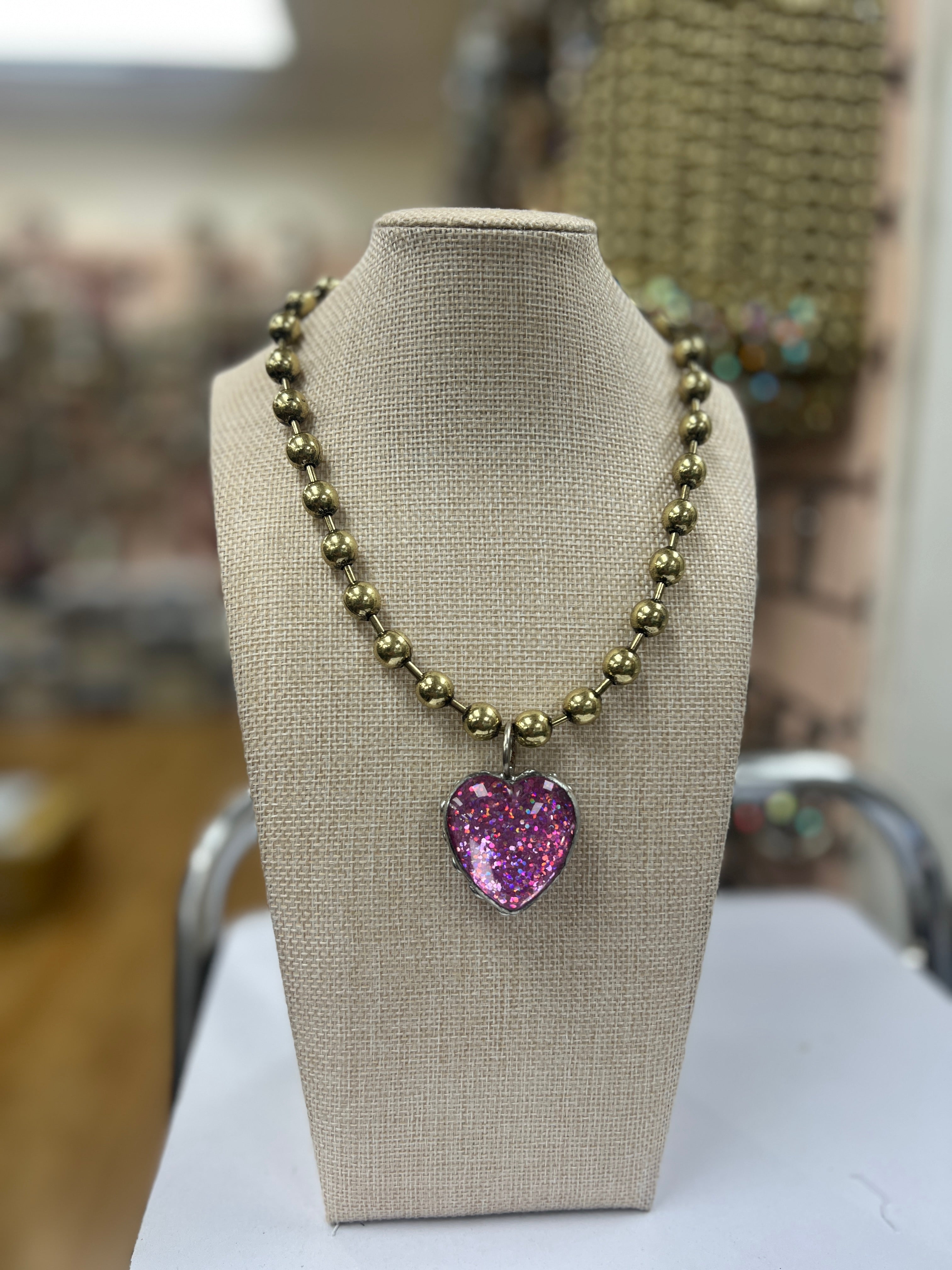 ATG Sparkle Pink Heart Necklace on Simply Obsessed