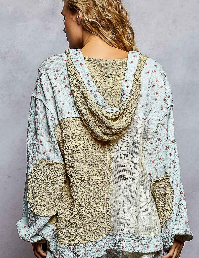 POL Balloon Sleeve Lace Floral Knit Jacket on Simply Obsessed