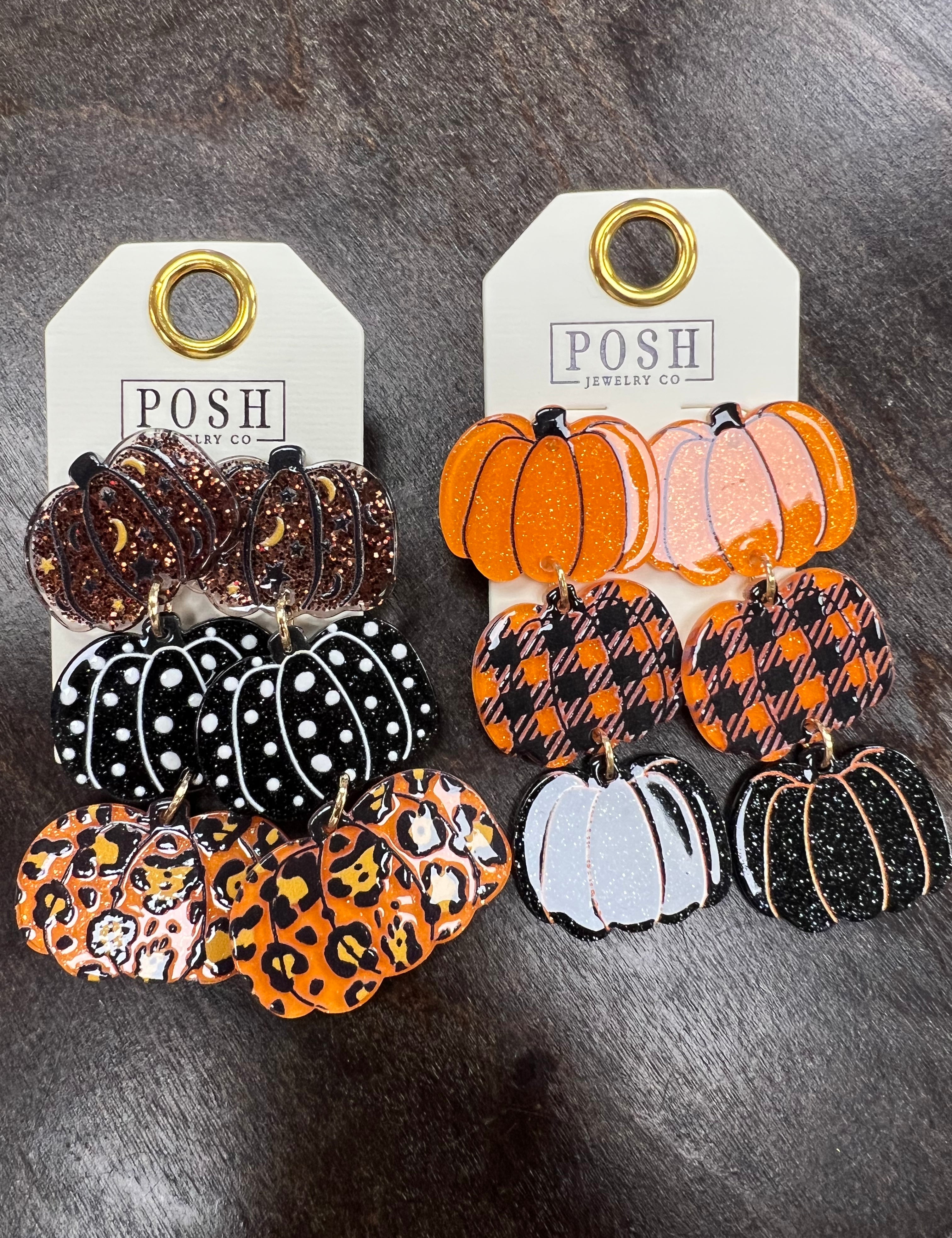 PINK PANACHE Triple Pumpkin Layered Earrings on Simply Obsessed