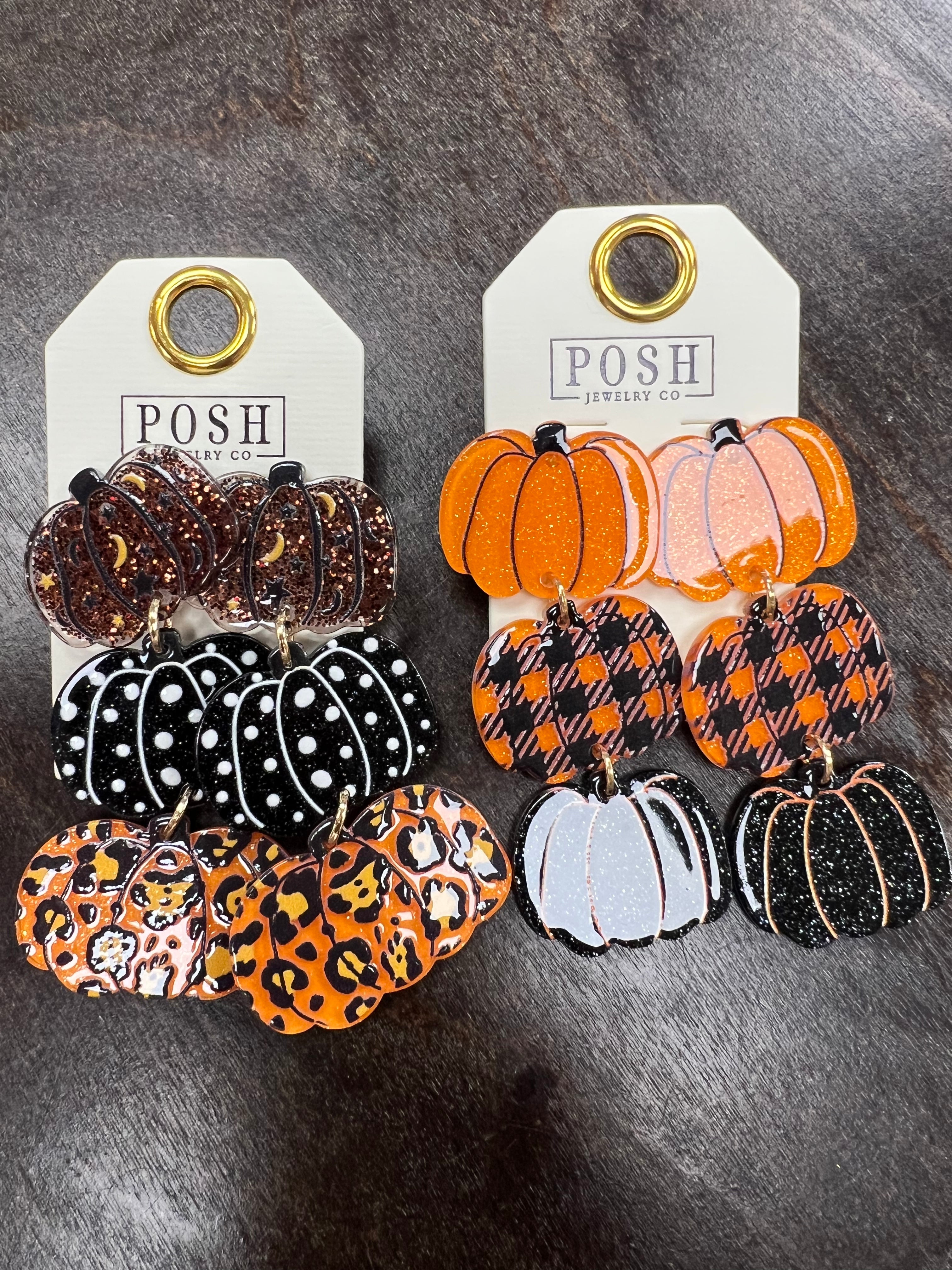 PINK PANACHE Triple Pumpkin Layered Earrings on Simply Obsessed