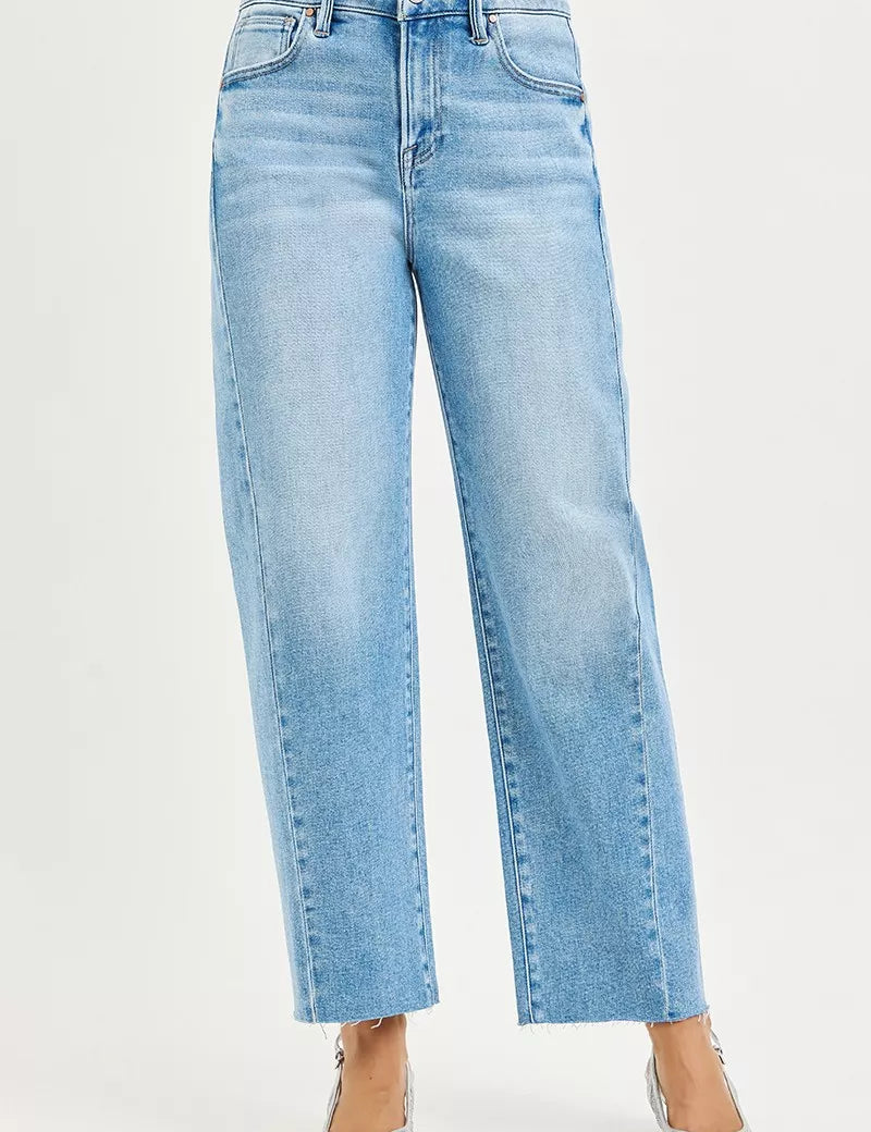 RISEN Full Size Slouchy Cropped Barrel Jeans with Curved Side Seam Plus Size on Simply Obsessed