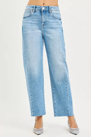 RISEN Full Size Slouchy Cropped Barrel Jeans with Curved Side Seam Plus Size on Simply Obsessed