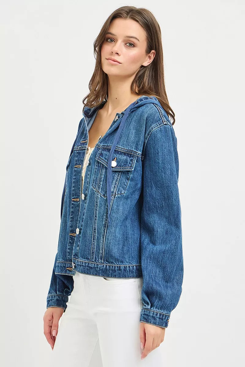 RISEN Basic Denim Jacket with Hoodie on Simply Obsessed