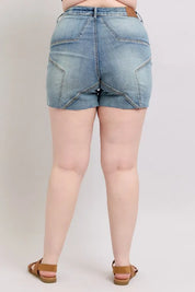 JUDY BLUE Full Size High Waist Star Seam Detail Denim Shorts Plus Size on Simply Obsessed