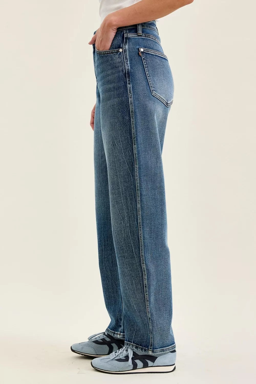 JUDY BLUE High Waist R.m. "Marlow" Arc Dk Time Weathered Indigo Jeans on Simply Obsessed