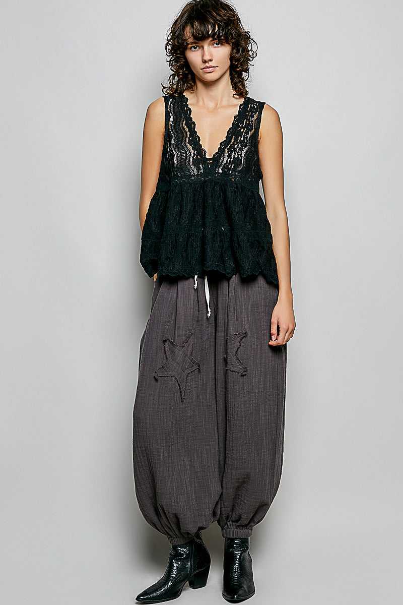 POL Deep V-Neck Scalloped Lace Sleeveless Top on Simply Obsessed