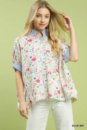 Umgee Jacquard Floral Print Button-Down Shirt on Simply Obsessed