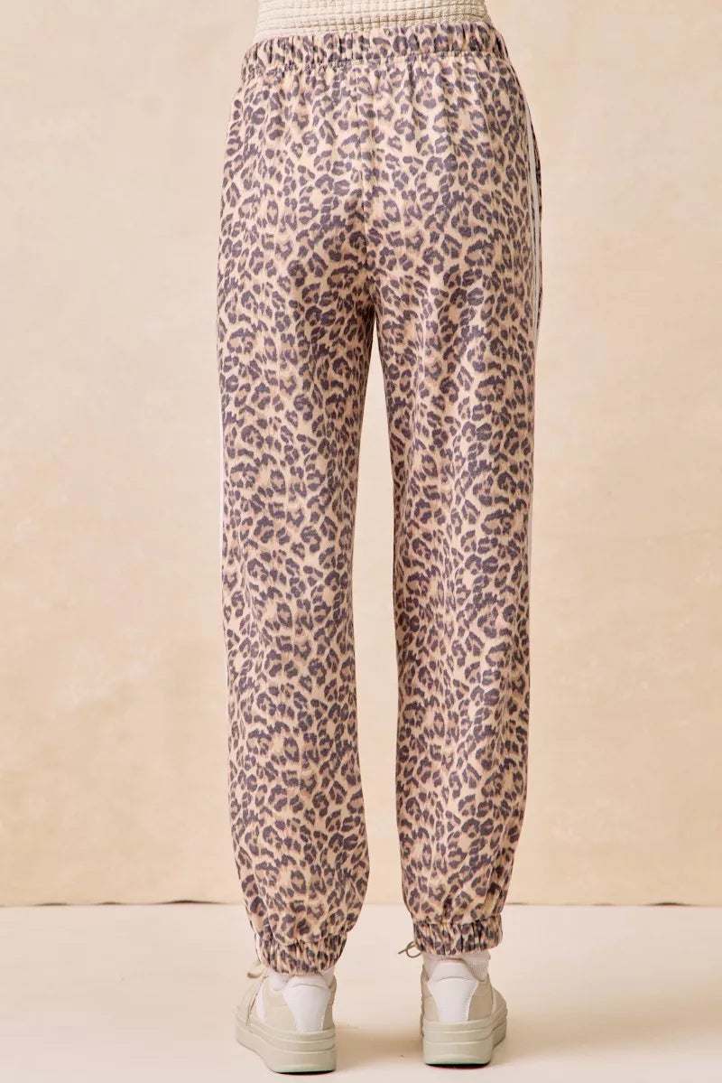 BIBI Side Lines Leopard Track Pants on Simply Obsessed