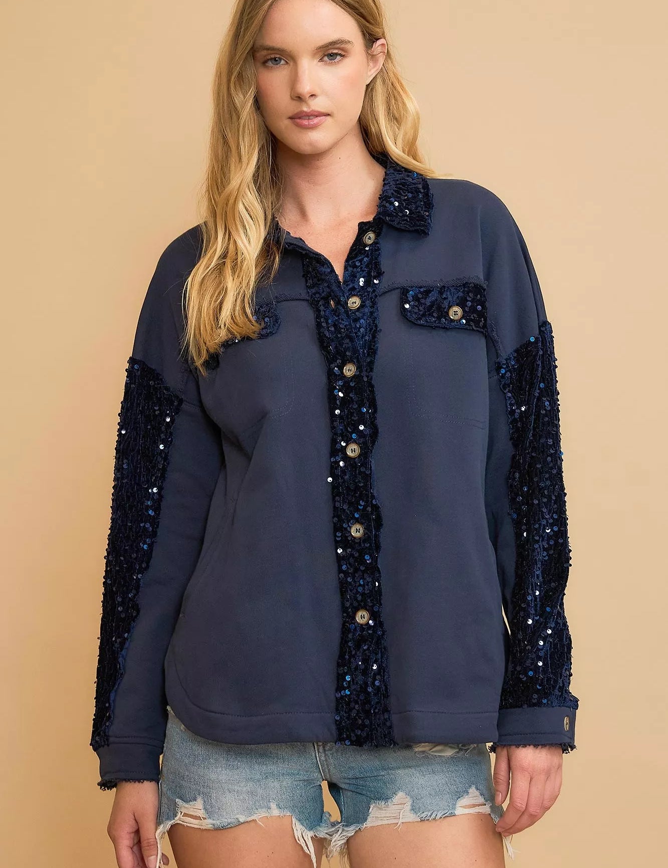 UMGEE Sequined French Terry Jacket on Simply Obsessed