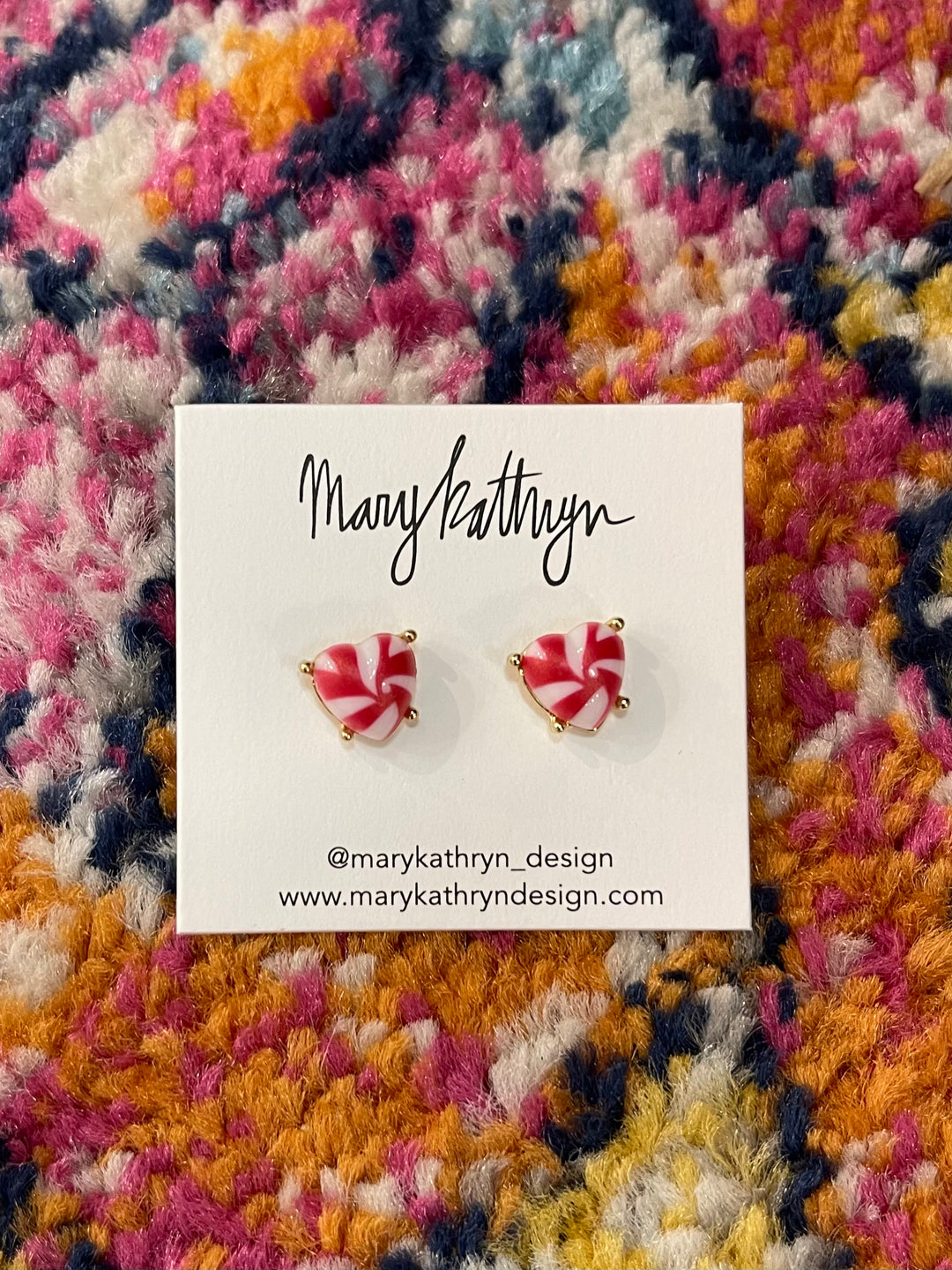 Candy Cane Swirl Heart Studs by Mary Kathryn Design on Simply Obsessed