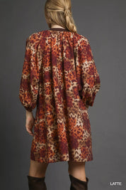 UMGEE Animal Print Boho Tunic Dress with Contrast Trim Detail on Simply Obsessed