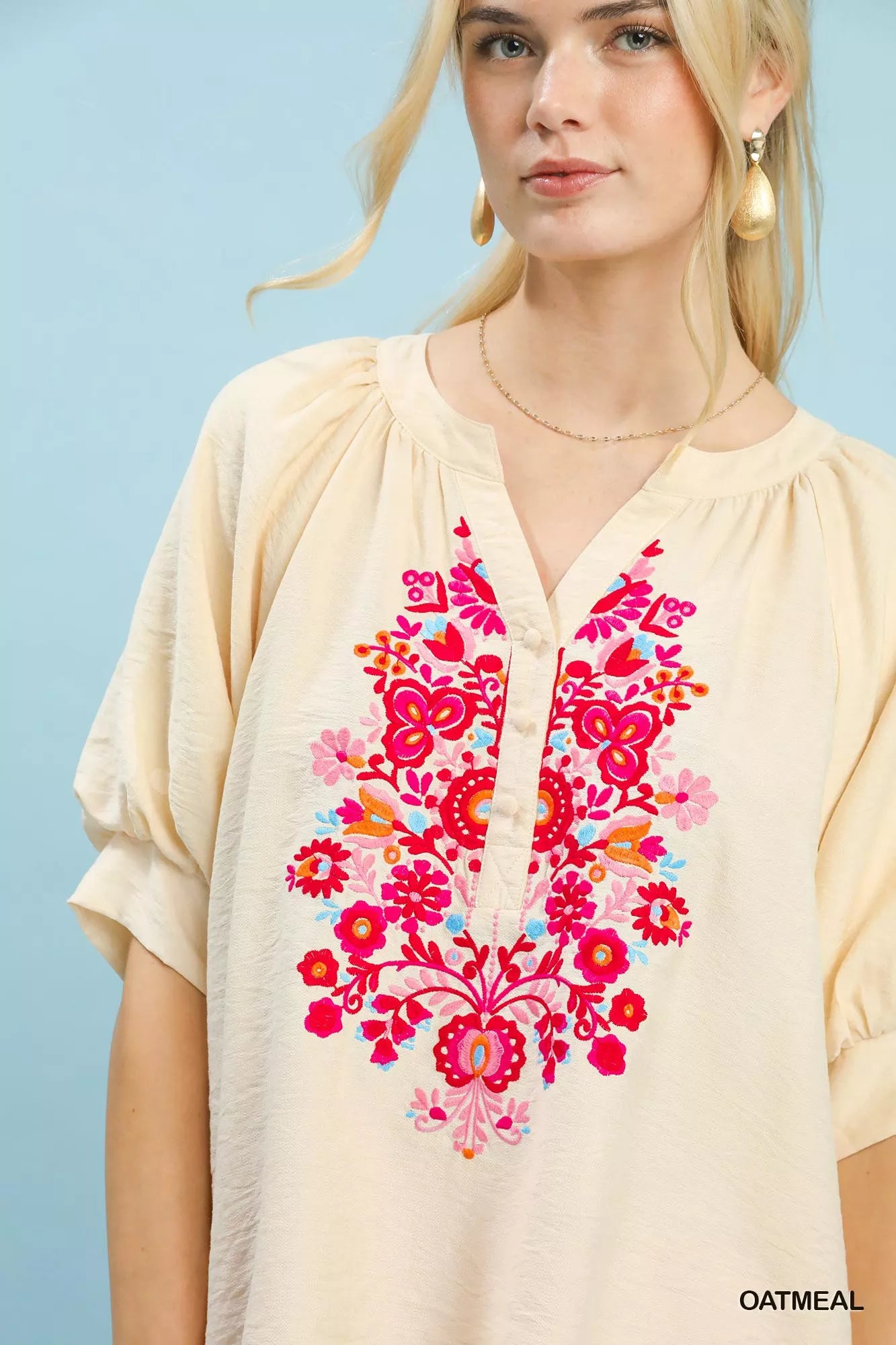 UMGEE Embroidered Puff Sleeve Blouse on Simply Obsessed