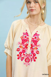 UMGEE Embroidered Puff Sleeve Blouse on Simply Obsessed