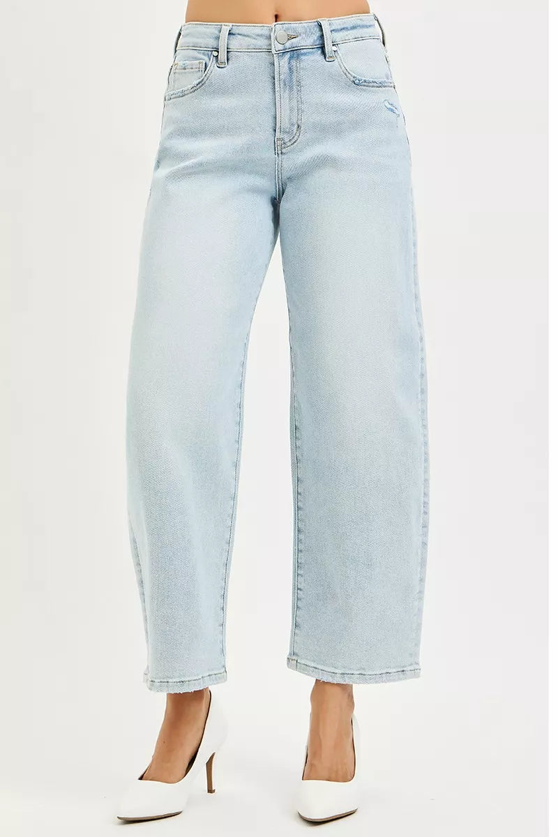 RISEN High Rise Crop Barrel Jeans on Simply Obsessed
