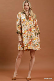 UMGEE Mix Floral Contrast Trim Shift Mini Dress on Simply Obsessed