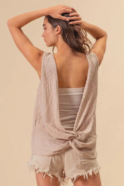 BIBI Textured Sweather Knit Twist Back Sleeveless Top on Simply Obsessed