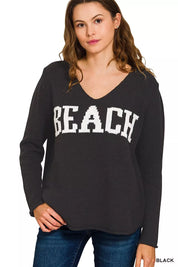 ZENANA Beach V Neck Sweater on Simply Obsessed