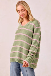 BIBI Striped Long Sleeve Sweater on Simply Obsessed