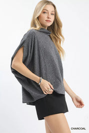 Umgee Textured Mock Neck Relaxed Top on Simply Obsessed