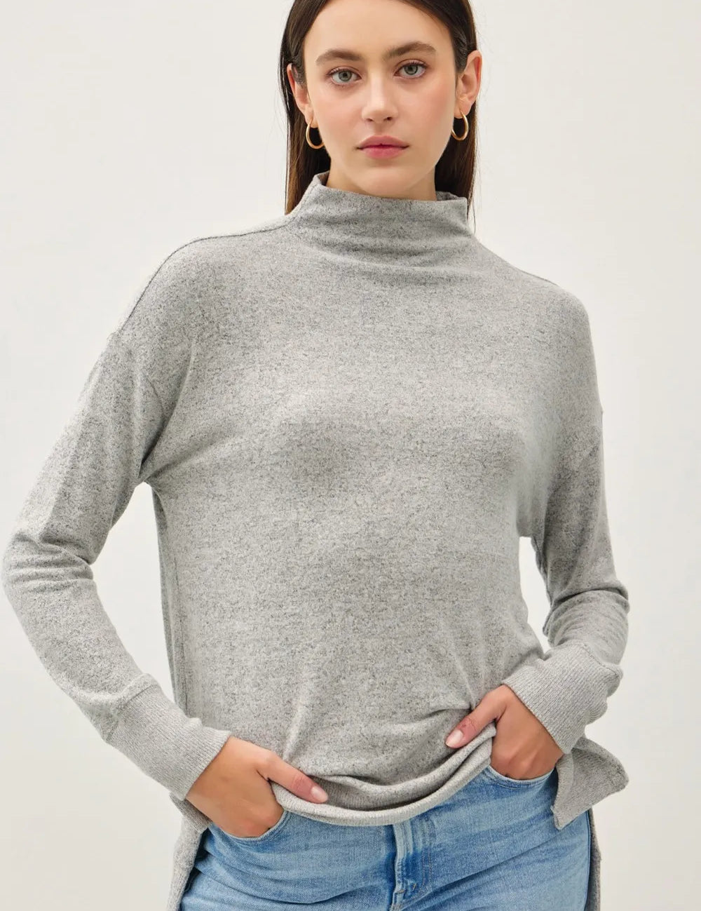 BE COOL Side Slit Mock Neck Long Sleeve Tunic Top. **FALL DEBUT SALE** on Simply Obsessed
