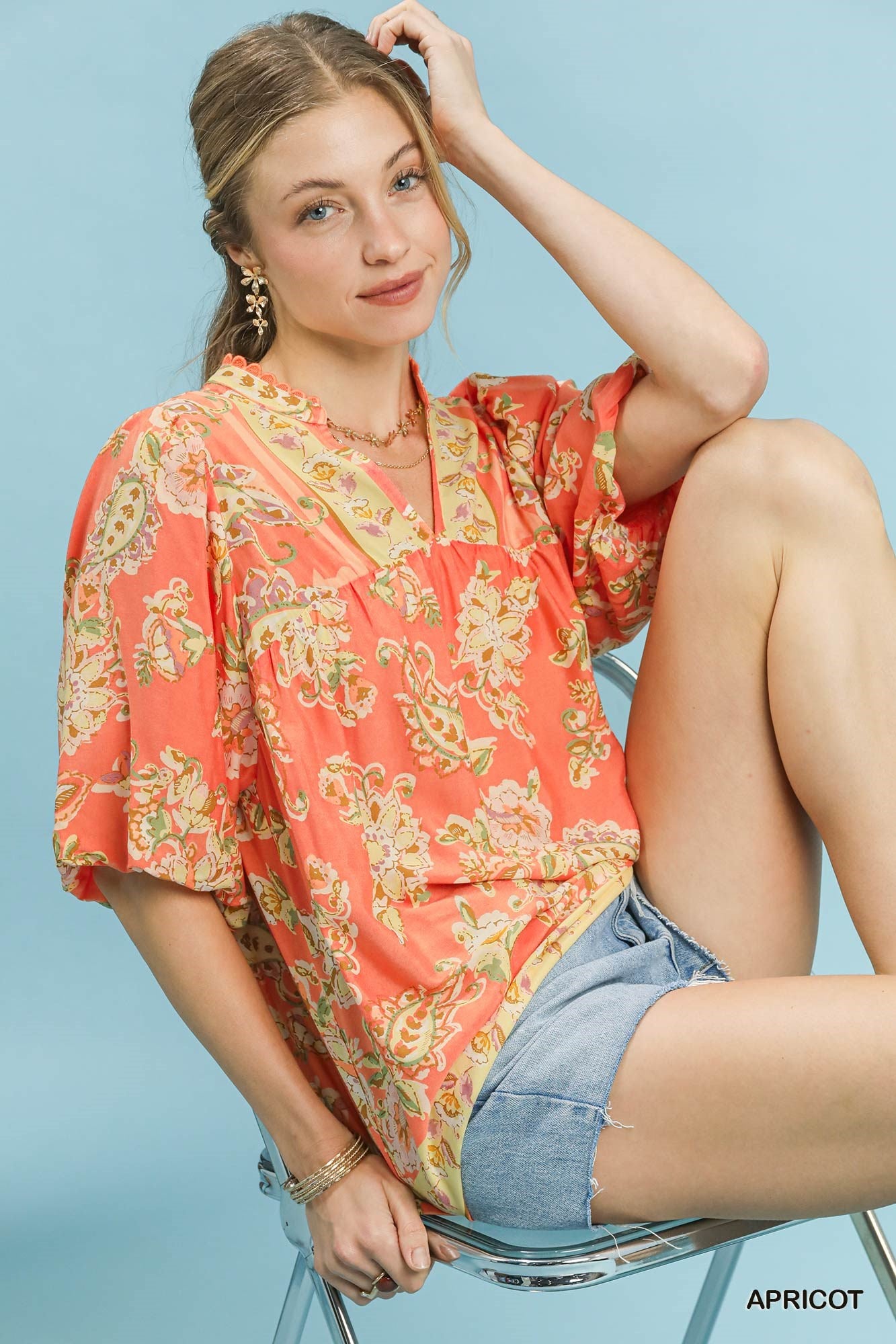 UMGEE Apricot Floral Boho Blouse **DEBUT SALE** on Simply Obsessed