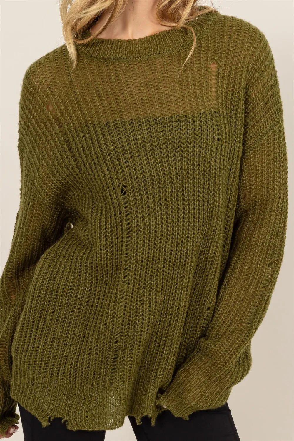 HYFVE Distressed Long Sleeve Knit Top. **FALL DEBUT SALE** on Simply Obsessed