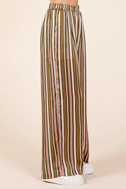 MITTOSHOP Striped Satin Elastic Waist Wide Leg Pants **FALL DEBUT SALE** on Simply Obsessed