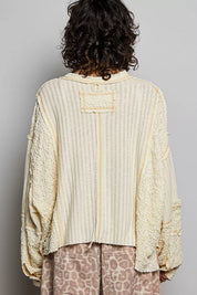 POL V-Neck Long Sleeve Top with Stitch Detail on Simply Obsessed