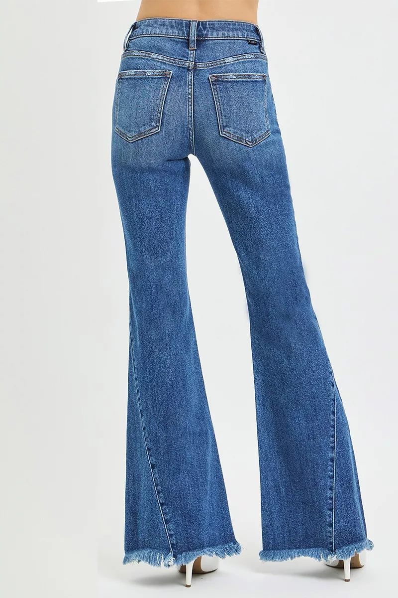 RISEN Mid Rise Flare Side Seam Detailing Jeans on Simply Obsessed