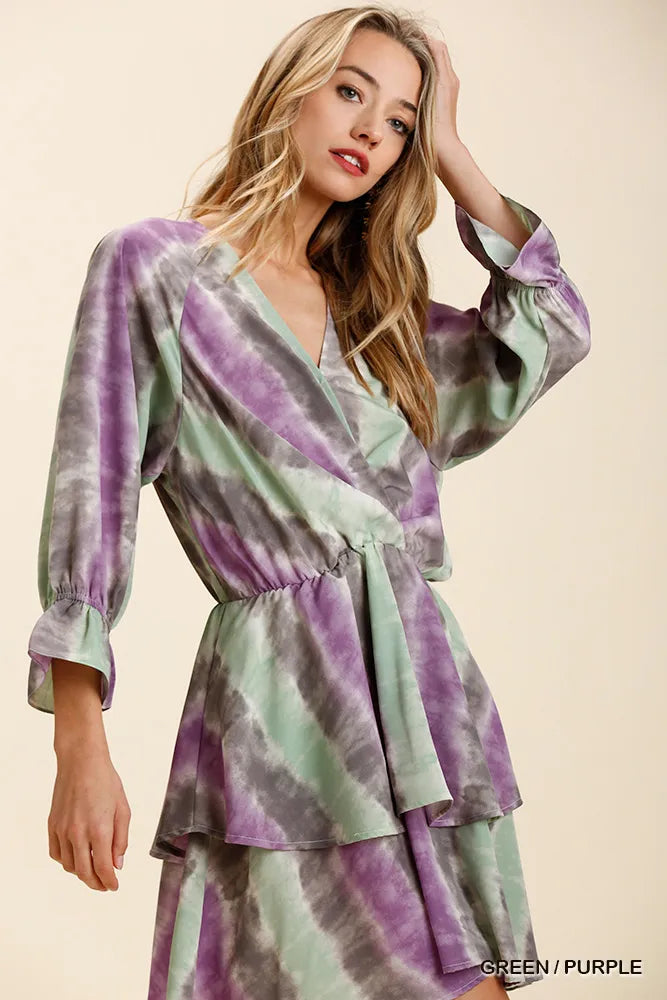 UMGEE Tie Dye Ruffled Layered Dress with Elastic Waistband on Simply Obsessed