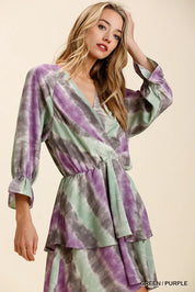 UMGEE Tie Dye Ruffled Layered Dress with Elastic Waistband on Simply Obsessed