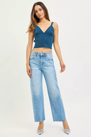 RISEN Full Size Slouchy Cropped Barrel Jeans with Curved Side Seam Plus Size on Simply Obsessed