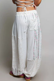 POL Patchwork Mixed Knit Wide Leg Pants on Simply Obsessed