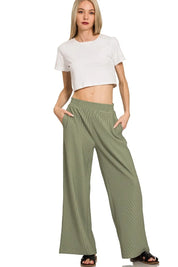 Zenana Ribbed High Neck Half Zip Pullover & Pants Set on Simply Obsessed