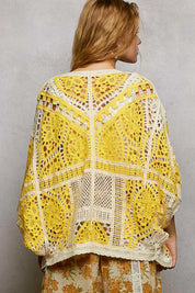 POL Open Front Crochet Cardigan with Scalloped Edge on Simply Obsessed
