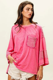BIBI High-Low Washed Knit Shirt on Simply Obsessed