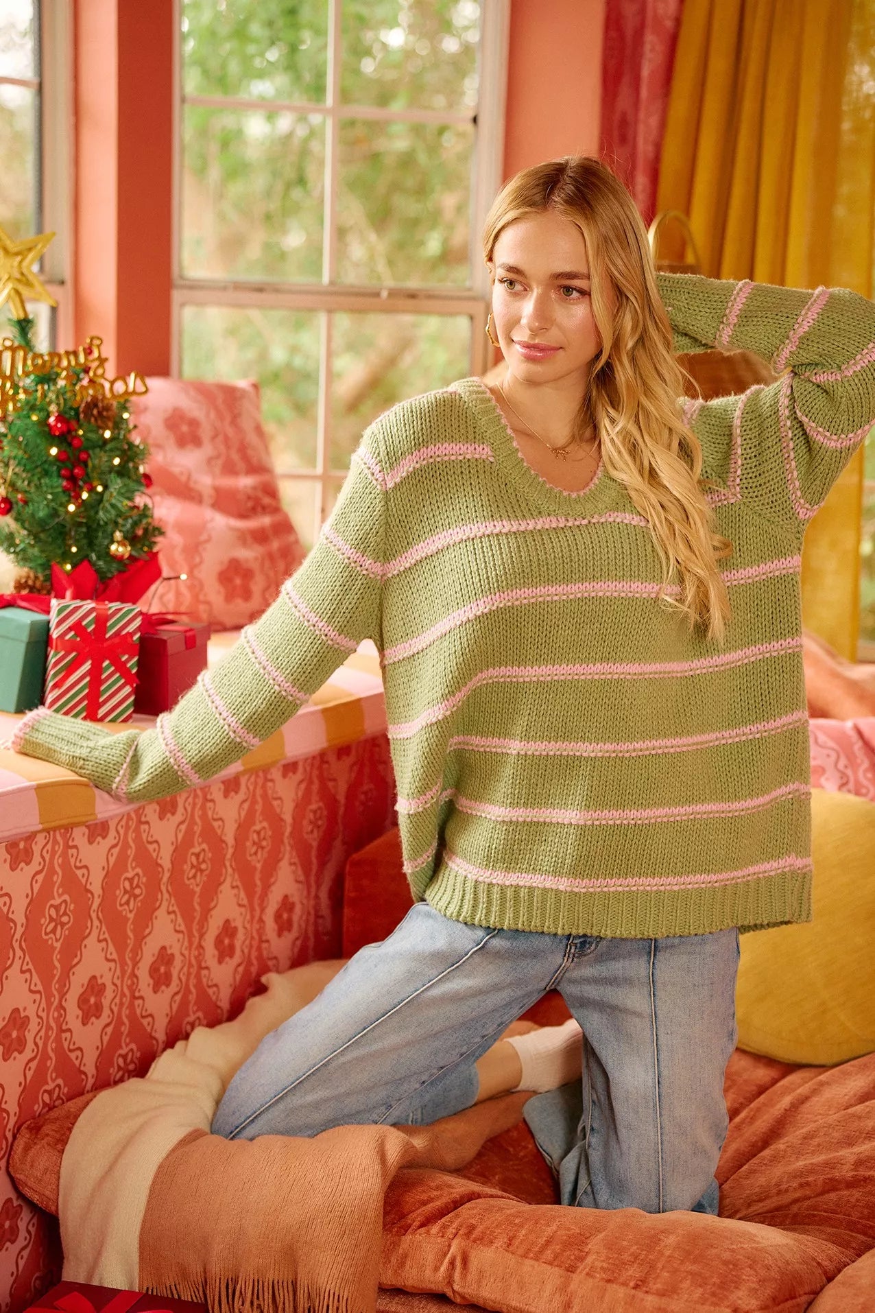 BIBI Striped Long Sleeve Sweater on Simply Obsessed