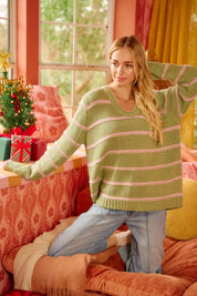 BIBI Striped Long Sleeve Sweater on Simply Obsessed