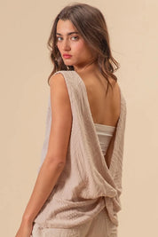 BIBI Textured Sweather Knit Twist Back Sleeveless Top on Simply Obsessed