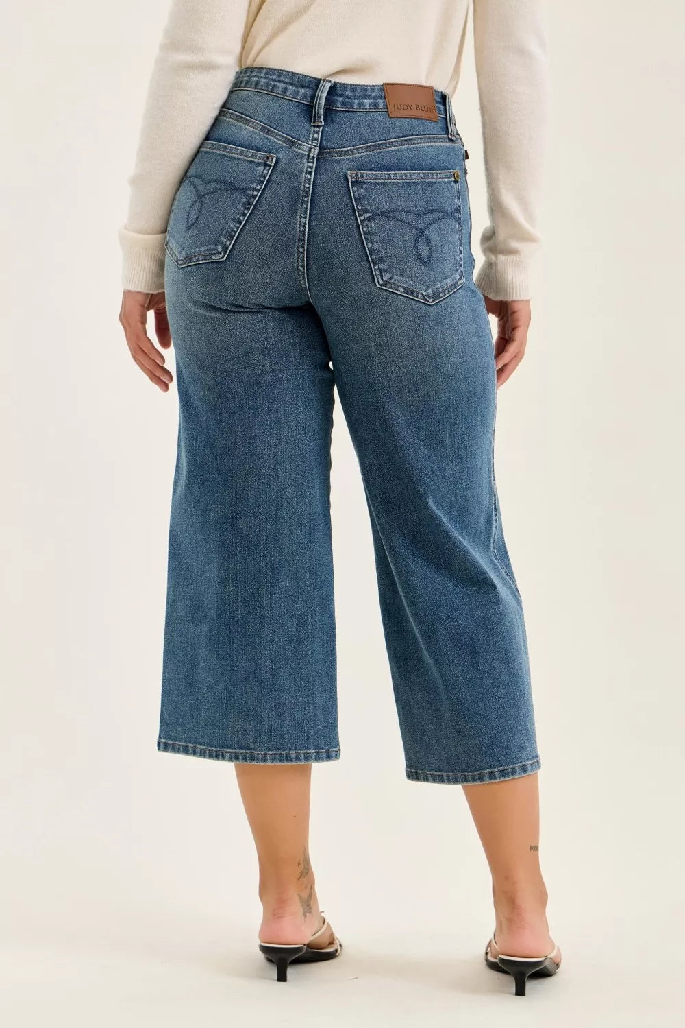 JUDY BLUE High Waist "Dottie" Wide Crop Md Quarry Fade Jeans on Simply Obsessed