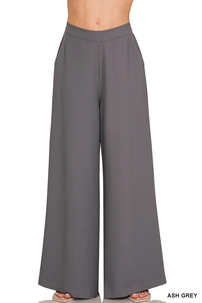 Zenana Relaxed Fit Elastic Waisted Wide Leg Pants on Simply Obsessed