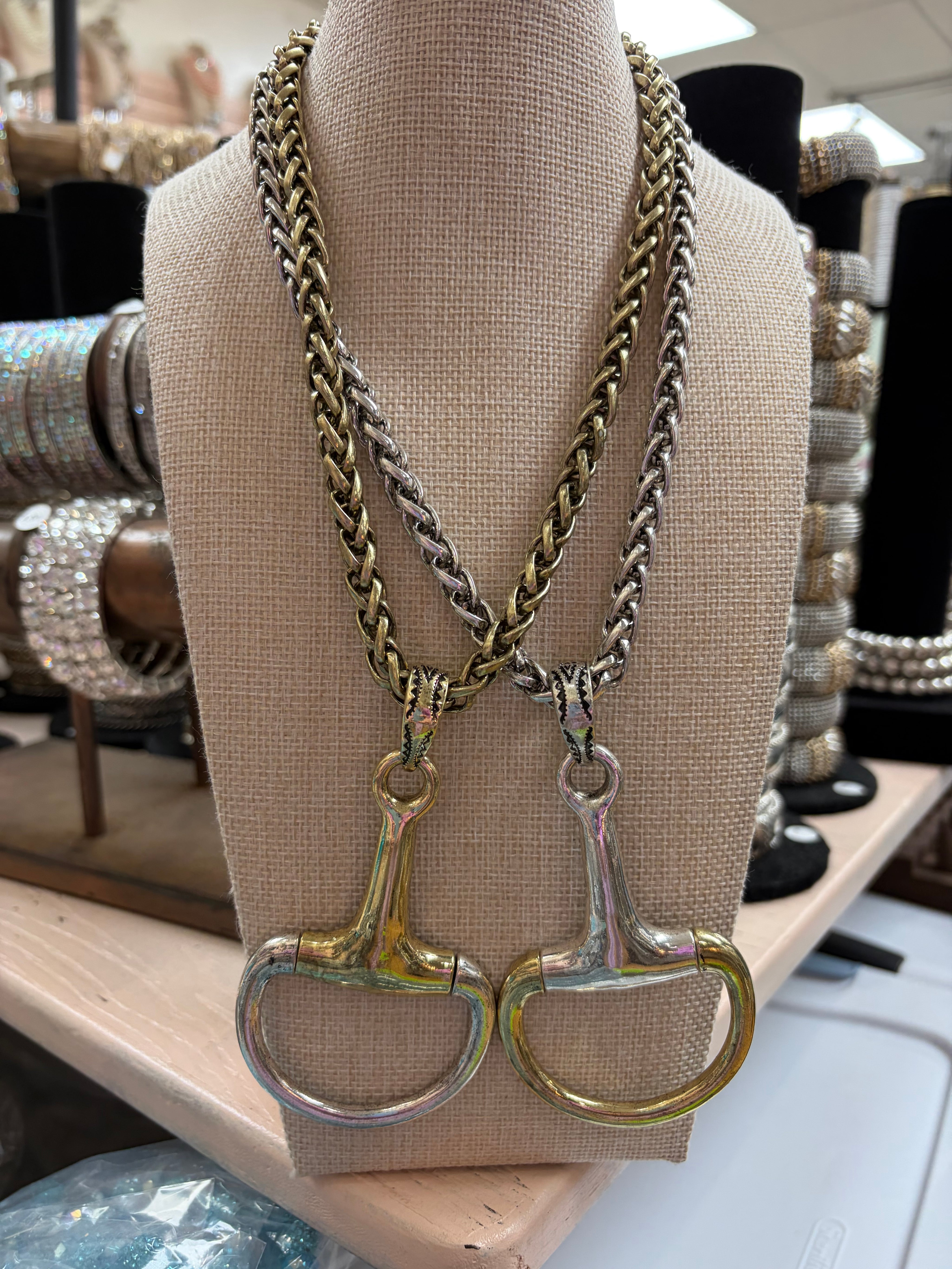 ATG Two Tone Statement Snaffle Bit Necklace