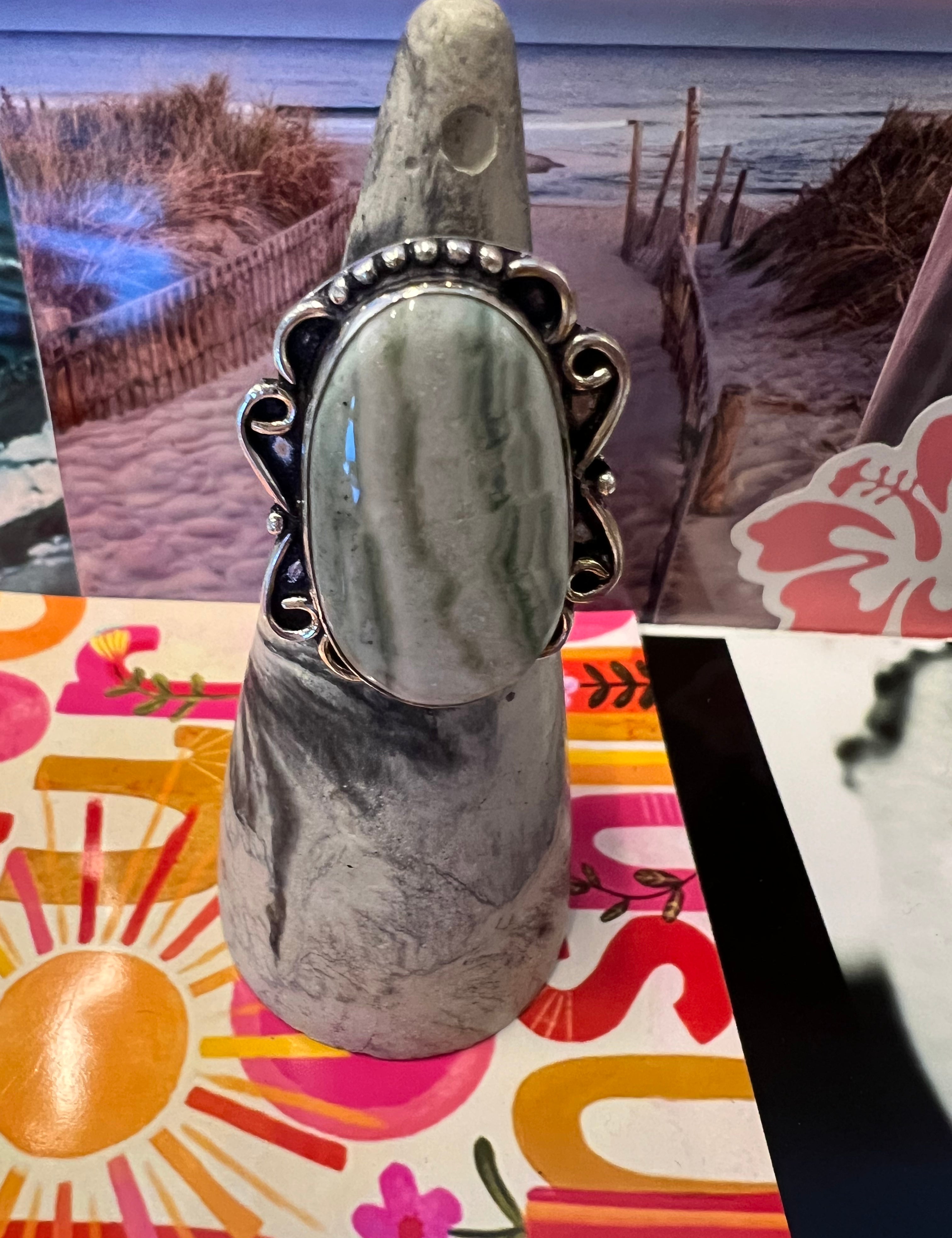 One of a Kind Size 8.5 Green Swiss Opal Ring on Simply Obsessed