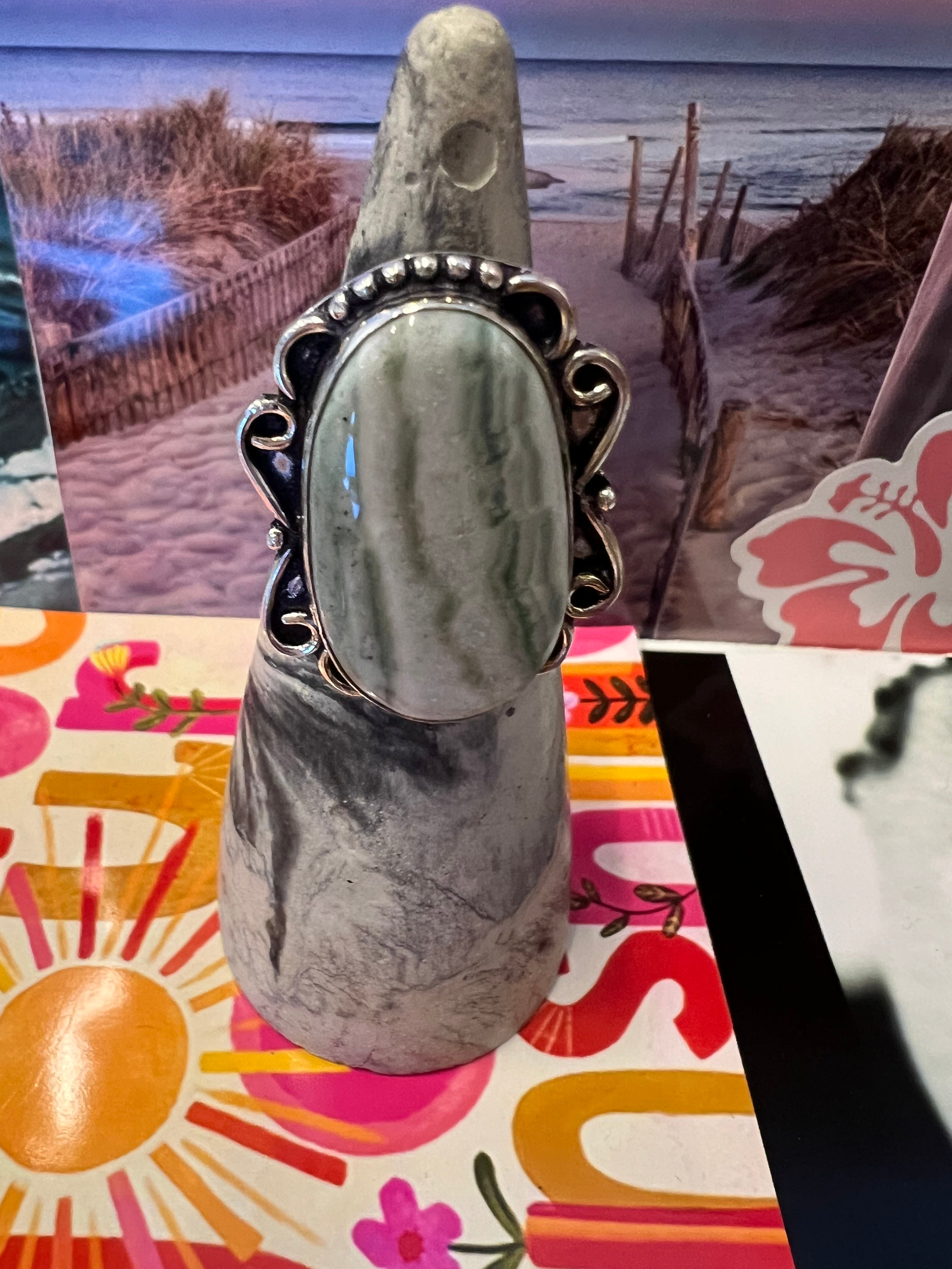 One of a Kind Size 8.5 Green Swiss Opal Ring on Simply Obsessed