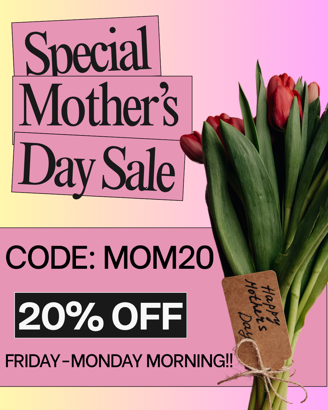 MOTHER'S DAY WEEKEND CODE! 20% USING CODE MOM20 on Simply Obsessed