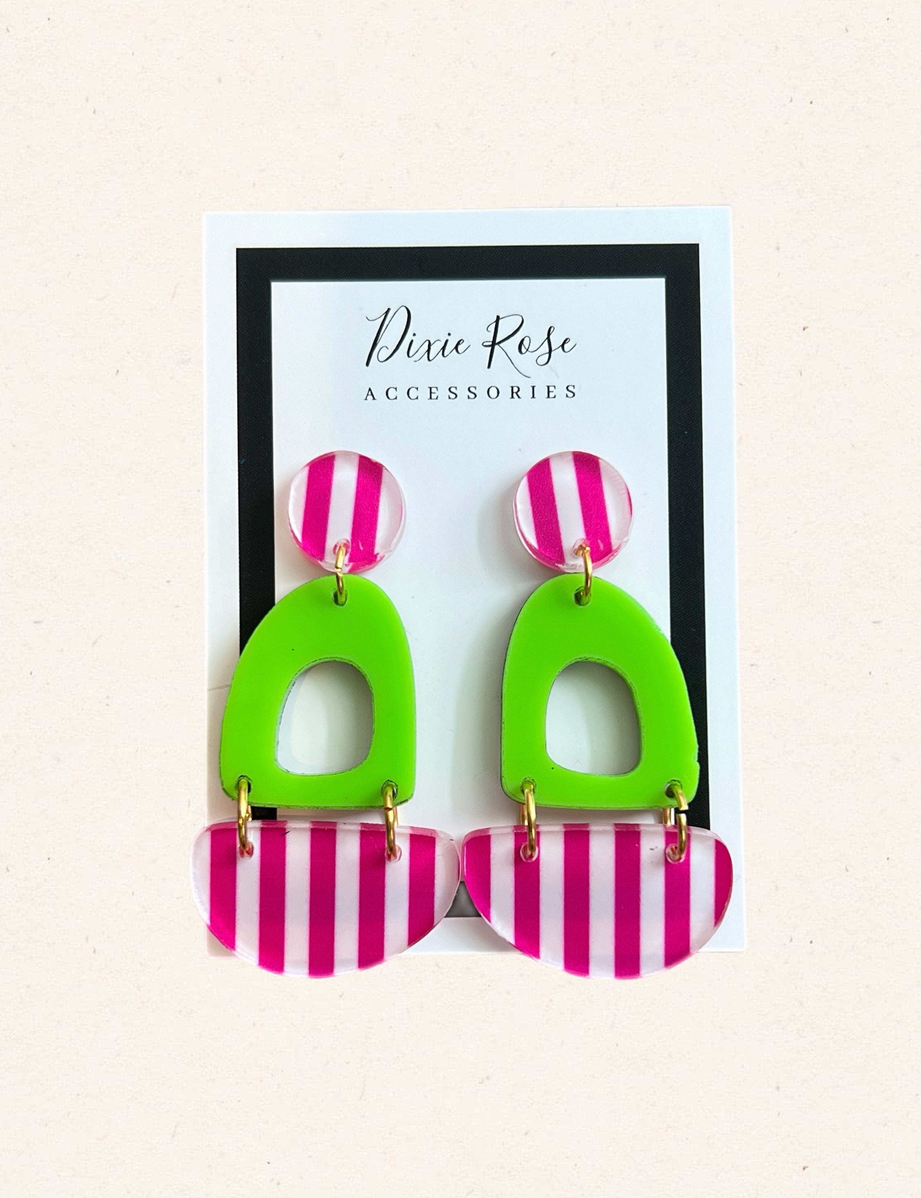 DIXIE ROSE Pink Stripe Abstract Earrings on Simply Obsessed