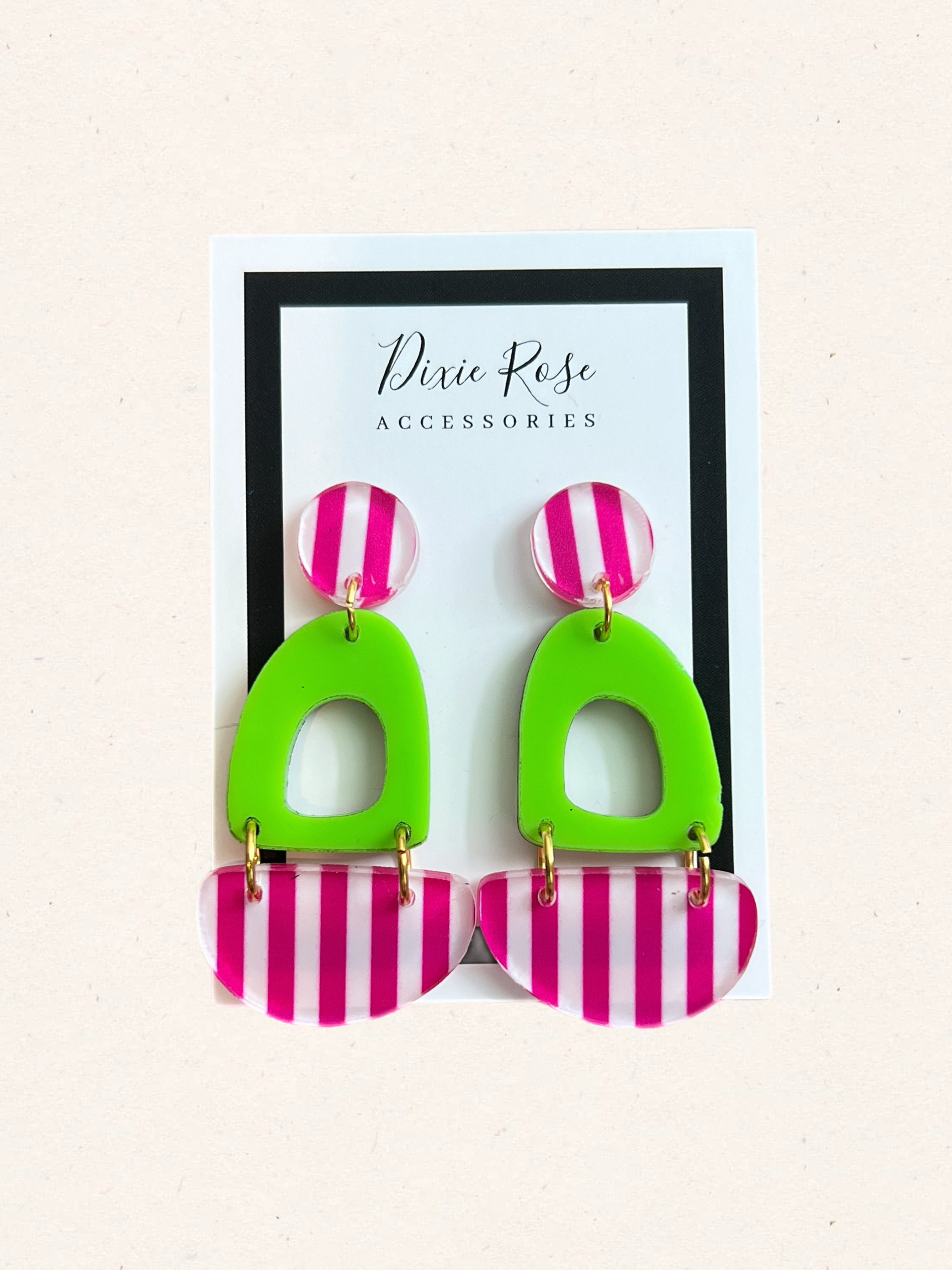 DIXIE ROSE Pink Stripe Abstract Earrings on Simply Obsessed